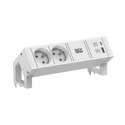 Bachmann DESK2 White - Mediaport biurkowy 2x230V + USB A&C, 22W charger