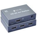Techly HDMI-2138KT - Switcher, Przełącznik 3x1 HDMI 2.1, 8K/UHD